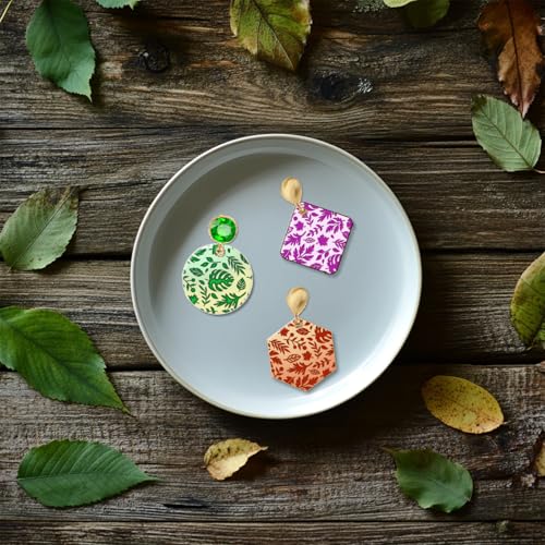 Autumn Leaves Pattern Polymer Clay Texture Sheet Plants and Maple Leaves Silicone Texture Mat for Polymer Clay Making Earrings Jewelry DIY Crafts 5.5 × 5.5 Inch