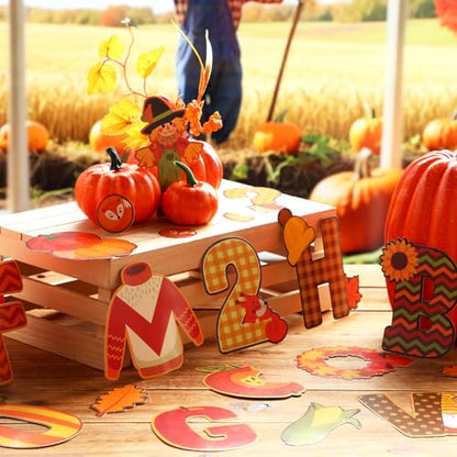 176 Pcs Fall Bulletin Board Decorations Letters Numbers Alphabet Autumn Paper Cutouts Punctuation Symbols Combo Set Thanksgiving Classroom Decorations for School Chalkboard Party Teacher (176 Count)