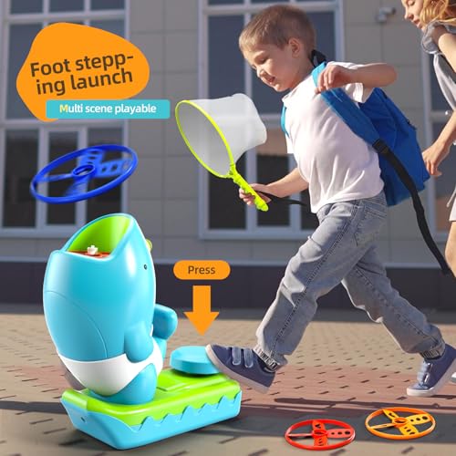 12 PCS Flying Disc Launcher Outdoor Indoor Game Toys Gifts for 3 4 5 6 7 Year Old Boys Kids (15 Count)