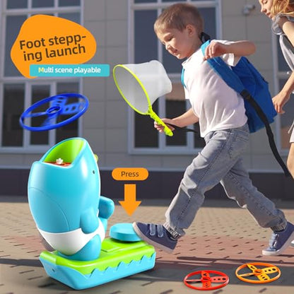 12 PCS Flying Disc Launcher Outdoor Indoor Game Toys Gifts for 3 4 5 6 7 Year Old Boys Kids (15 Count)