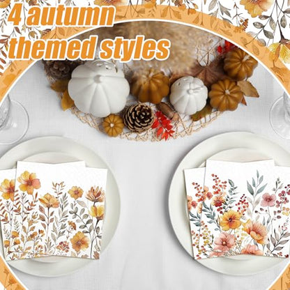 200 Pieces Fall Floral Cocktail Napkins 2