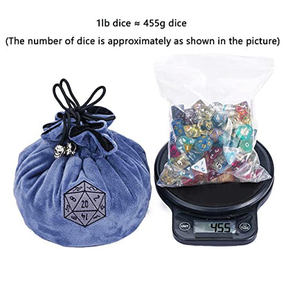 Large DND Dice Bag with Pockets Blue Storage Bag for D&D RPG Game (20 Ounce)