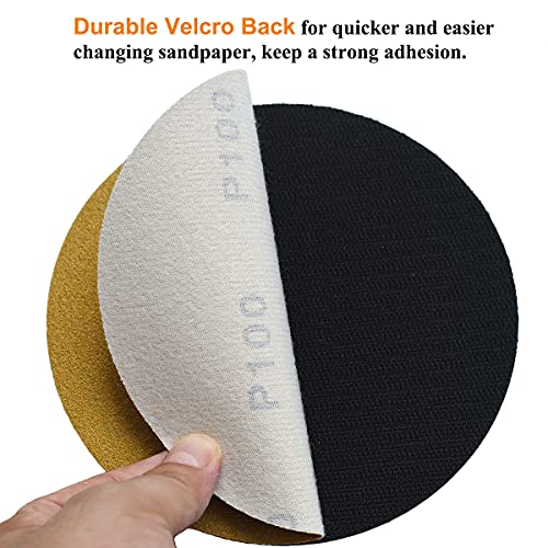 6-Inch No-Hole Hook and Loop Gold Sanding Discs 100-Grit, 100-Pack (100 Count)