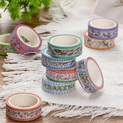 Washi Tape 10 Rolls Embroidery Patterns Decorative Paper Sticker (10 Count)