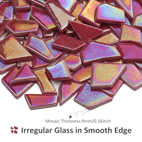 Iridescent Glass Mosaic Tiles for Crafts Bulk (7.05 Ounce)