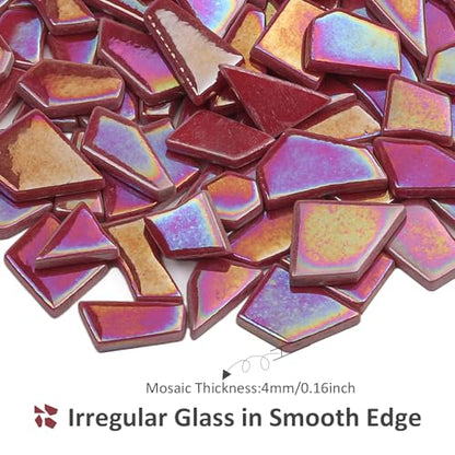 Iridescent Glass Mosaic Tiles for Crafts Bulk (7.05 Ounce)