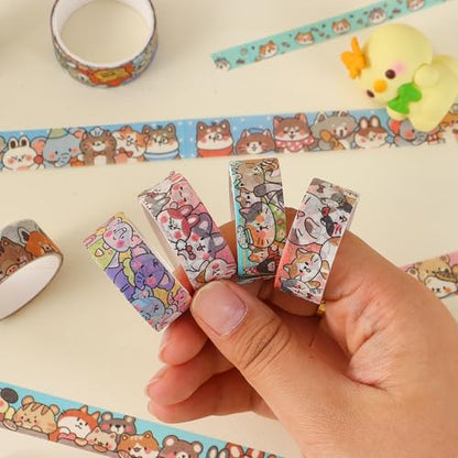 24 Rolls Colorful Cute Cartoon Animal Writable Washi Tape Set (24 Count)