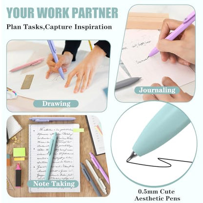 Gel Pens 8 Pcs 0.5mm Quick Dry Black Ink Pens Fine Point Journal Pens Smooth Writing Pens