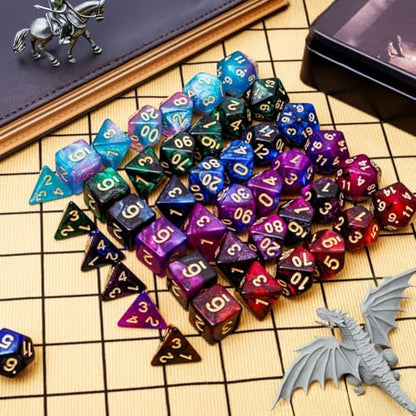 DND Dice Set 42 Pcs Polyhedral Dungeons and Dragons Rolling Dice for D&D RPG MTG Table Games Dice Bulk with Colorful Drawstring Bags and Dice Tray (49 Count)