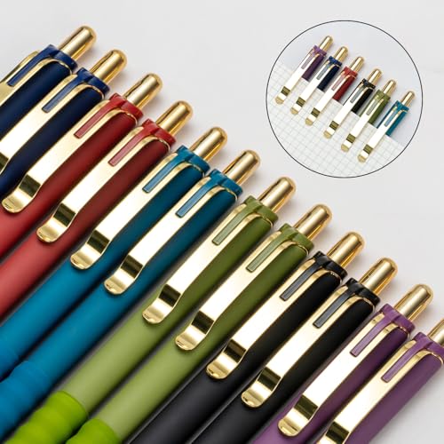 Ballpoint Pens Black Medium Point 1mm Pen with Super Soft Grip Ball Point Pen for Men Women Retractable Pens (12 Count)