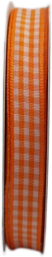 Orange Gingham Plaid Checked Ribbon 25 Yard Each Roll 100% Polyester (3/8", Orange) - Crafty Corner