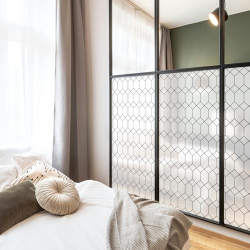 Moroccan Lattice Window Privacy Film Stained Glass 17.7in X 78.7in