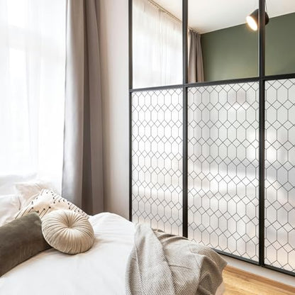 Moroccan Lattice Window Privacy Film Stained Glass 17.7in X 78.7in
