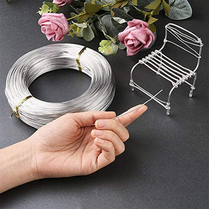 656 Feet 18 Gauge Aluminum Wire Silver 1mm Bendable Metal Craft Wire for Beading Jewelry Craft Making