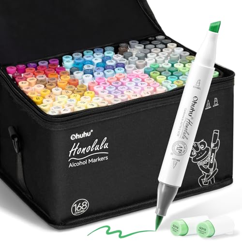 Alcohol Markers Brush Tip 168 Colors for Adults Coloring Refillable (168 Count)