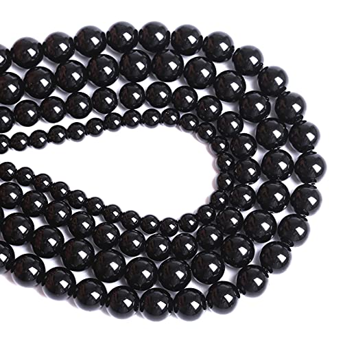 Natural Black Agates Onyx Stone Beads Smooth Round Loose Spacer Beads for Jewelry Making DIY Bracelets 12mm 34pcs 15" (16 Count)