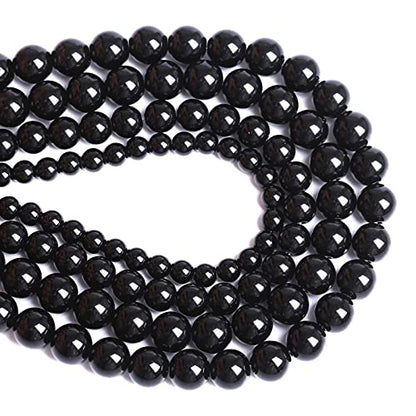 Natural Black Agates Onyx Stone Beads Smooth Round Loose Spacer Beads for Jewelry Making DIY Bracelets 12mm 34pcs 15" (16 Count)