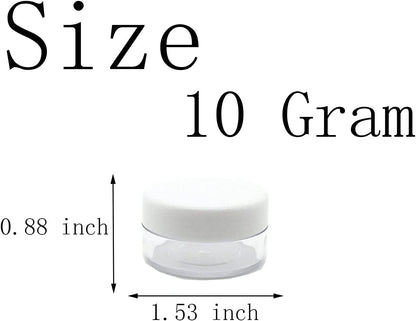 30 Pcs Sample Containers, 10 Gram Mini Sample Jars for Cosmetic, Eye shadow, White Lid