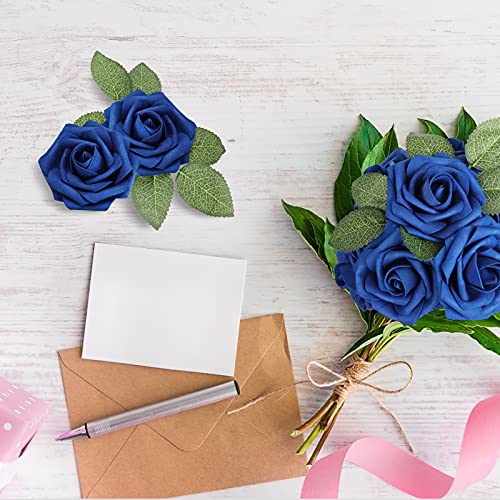 Royal Blue Rose 25pcs Real Looking Artificial Flowers w (25 Count)