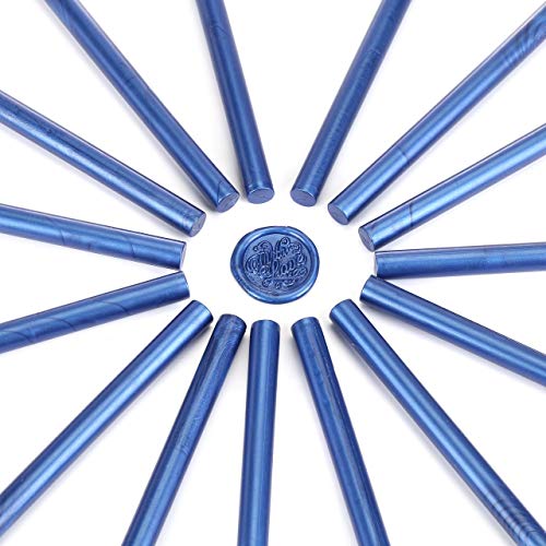 15Pcs Metallic Blue Glue Gun Sealing Wax Sticks for Wax Seal Stamp (15 Count)