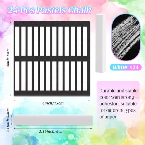 24 Pcs Soft Pastel Drawing Chalk Set Square Sketch Chalk Non (24 Count)