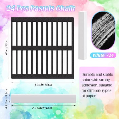 24 Pcs Soft Pastel Drawing Chalk Set Square Sketch Chalk Non (24 Count)