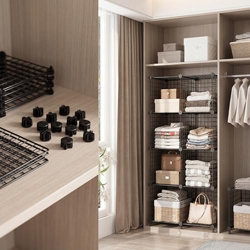 32 Pieces Cube Connectors Plastic Storage Wire Cube Organizer ABS Connectors for Modular Closet Storage Organizer and Wire Shelf (32 Count)