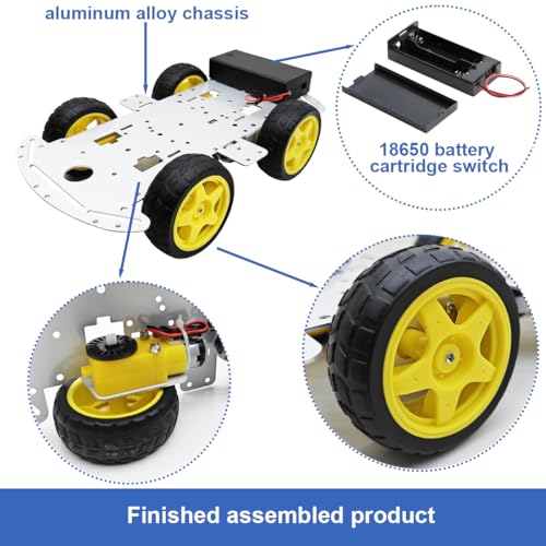 DIY Robot Smart Car Metal Chassis Kit 4WD Car Arduino Programming Kit with TT Motor Speed Encoder Learn Arduino