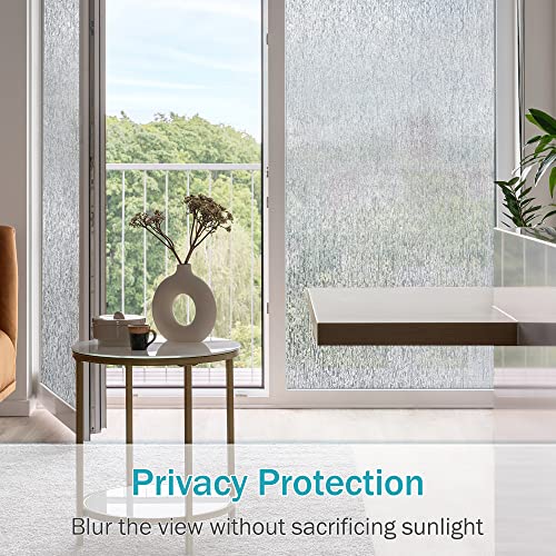 Rain Glass Window Film Privacy Static Window Clings Decorative Glass Sticker for Home Office Removable UV Protection Heat Control 17.7 x 78.7 inches (9.71 Sq Ft)