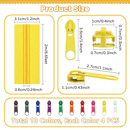 22.2 Yards Zippers 10 Pieces Assorted Colors #5 Nylon Coil Zipper