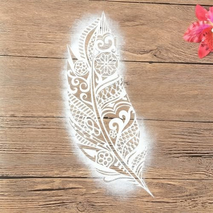 A4 Reusable Mandala Feather Stencil for Painting