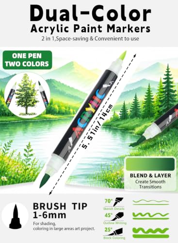72 Colors Acrylic Paint Markers with 36 Dual