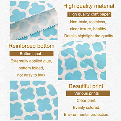 100 Pcs Blue Candy Buffet Bags Small Cookie Bags Polka Dot Paper Treat Bag for Wedding Birthday Party