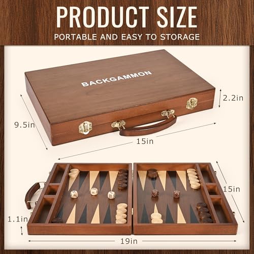 Sapele Wood Backgammon Board Game Set