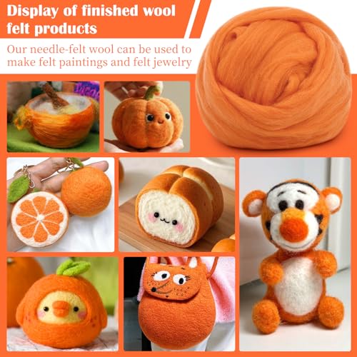 1.76oz Orange Natural Wool Roving