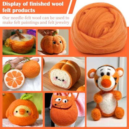 1.76oz Orange Natural Wool Roving