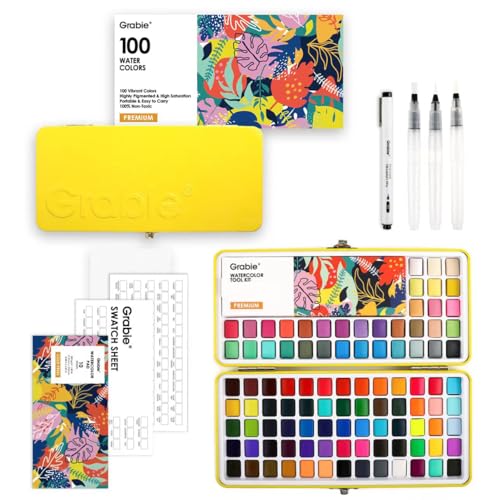 Set of 100 Color Watercolor Paint Set with Brush Pens (17.002 Ounce)