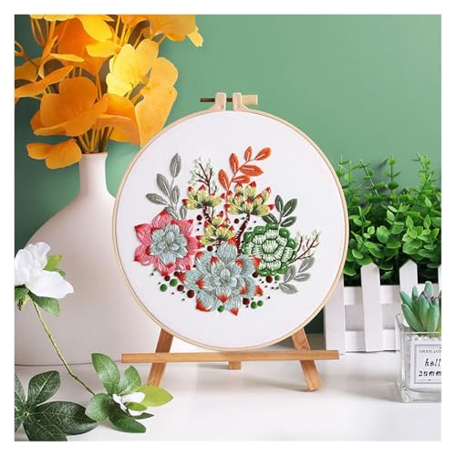 Embroidery Starter Kit Leisure Life Series Starter for Adult Stamped Pattern with Instructions Crafts for Adults