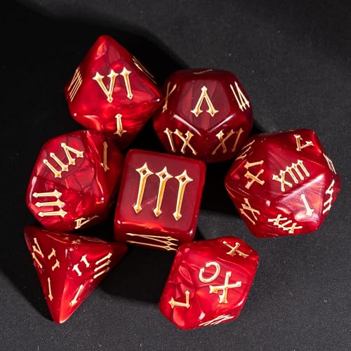 7 Die DND Dice Set Polyhedral Dice Set with a Leather Dice Bag (7 Count)