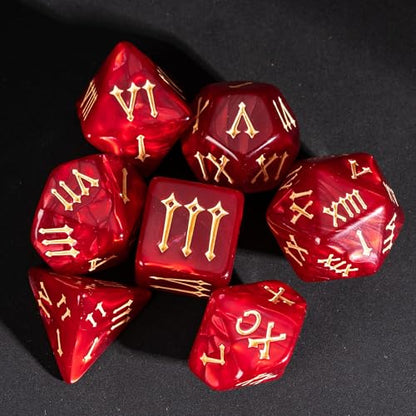 7 Die DND Dice Set Polyhedral Dice Set with a Leather Dice Bag (7 Count)