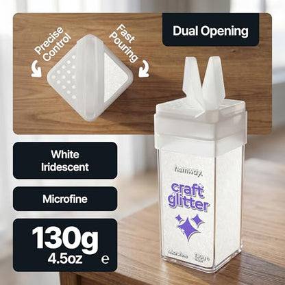 Craft Glitter Shaker White Iridescent 130g Microfine (4.58562 Ounce)