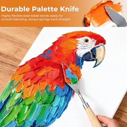 26pcs Professional Paint Brush Set with Palette Knife & Canvas Roll (26 Count)