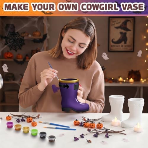 6 Set Halloween Rain Boot Vase Ceramics to Paint (6 Count)