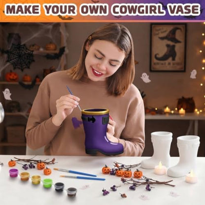 6 Set Halloween Rain Boot Vase Ceramics to Paint (6 Count)