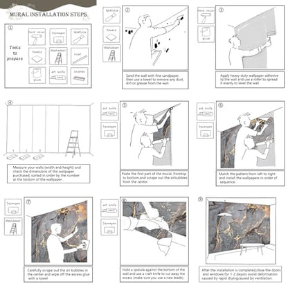 Gray and Gold Marble Wallpaper wall murals for Bedroom 114"x74"