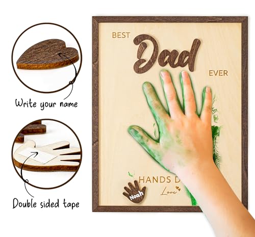 10" Best Dad Ever Gifts for Dadd Custom fathers day from Kids Hands down sign