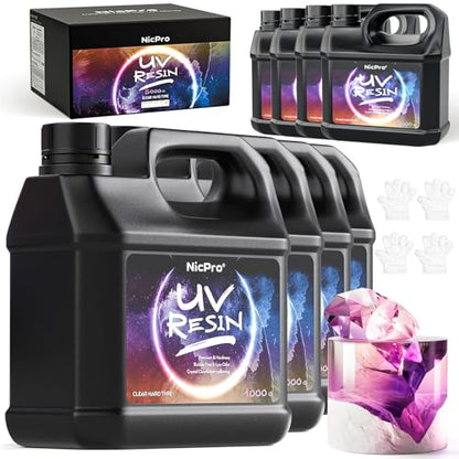 UV Resin Kit 8000g Bulk No Odor Upgrade Clear UV Epoxy Resin (270.5 Fl Oz)