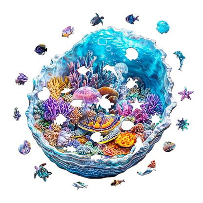 Wooden Puzzles for Adults Ocean Turtle Jigsaw 17.3 * 17.2in