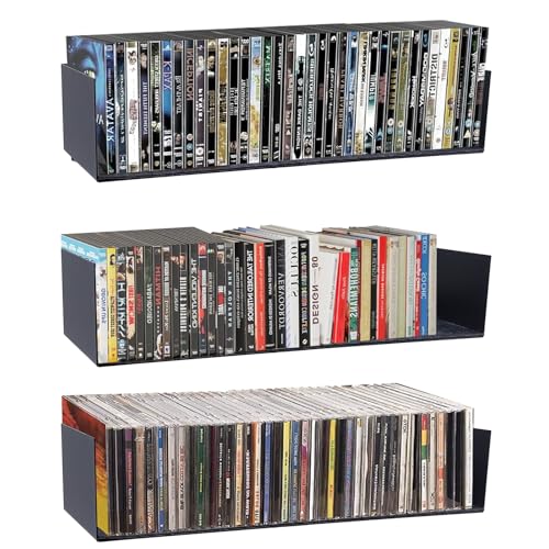 U Shape Floating Shelves Wall Mount Metal Bookshelf CD DVD Storage Display Shelves (3 Count)
