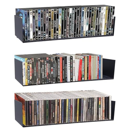 U Shape Floating Shelves Wall Mount Metal Bookshelf CD DVD Storage Display Shelves (3 Count)